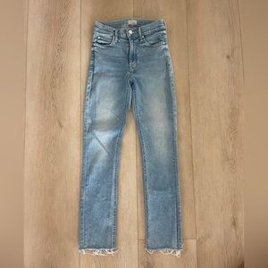 MOTHER denim mid rise dazzler ankle fray